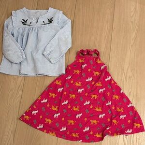 Kids Striped Top and Animal Print Dress Set